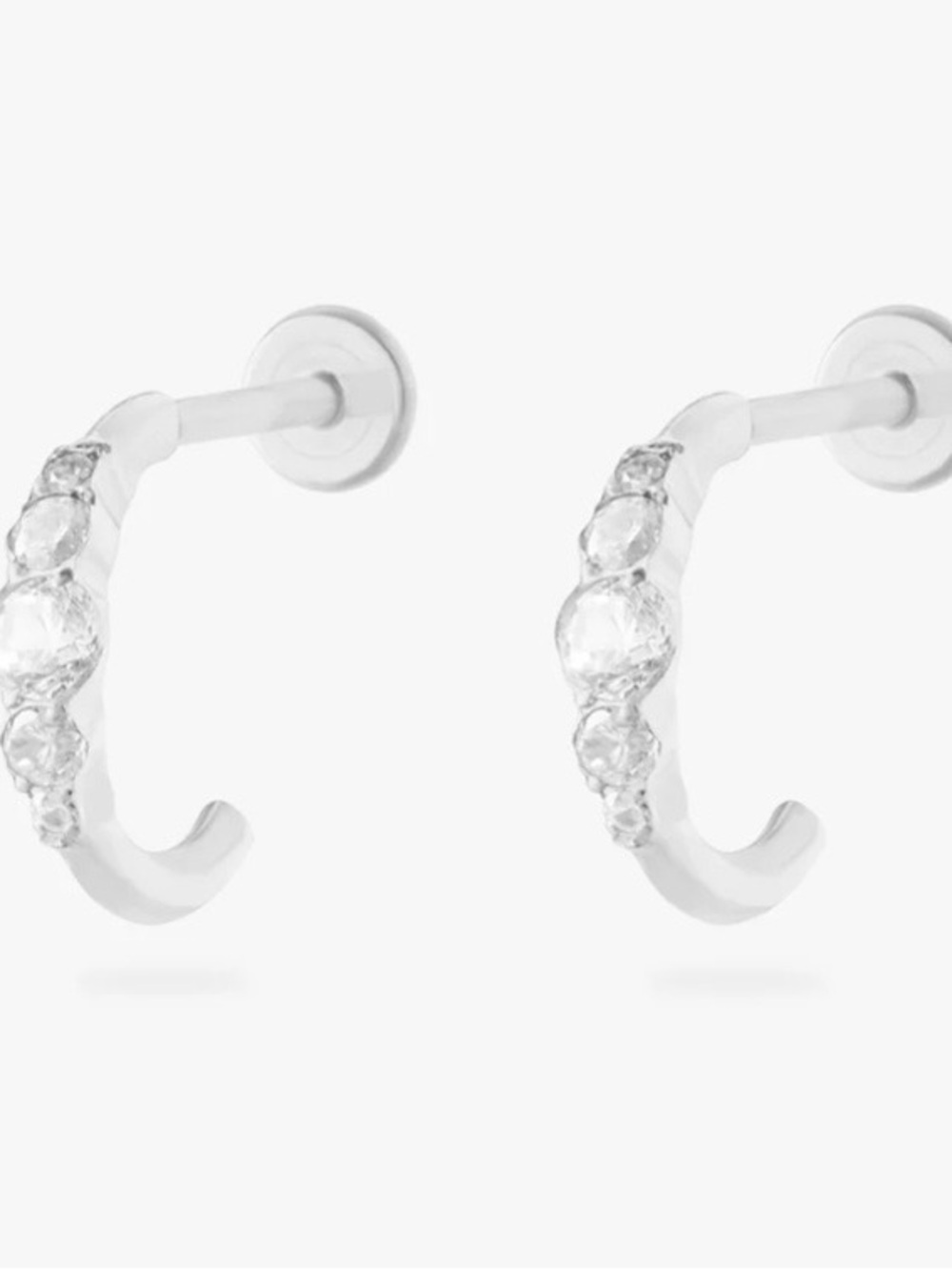 STUDS CZ Accent Flatback Huggies (PAIR, WITH 6mm SURGICAL TITANIUM BACKINGS)